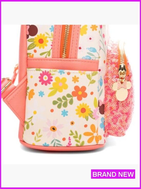 Mini Backpack Floral Sequins Disney Chic Springtime Daypack Adjustable Straps main image 5